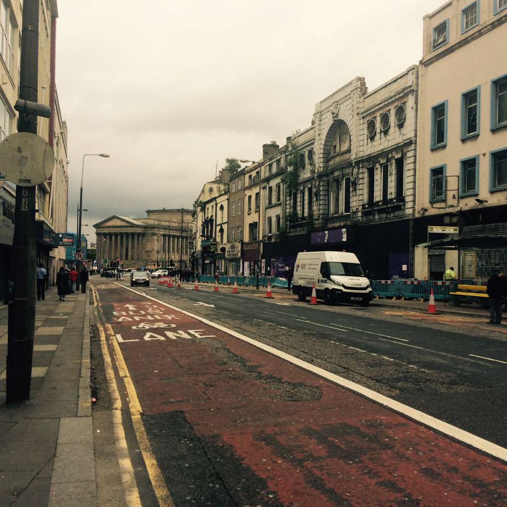 Lime Street and Futurist in setting of World Heritage Site with St George's Hall in background